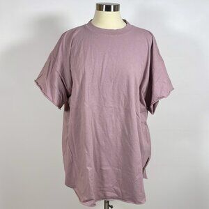 Pebby Forevee Basics Side Slit Crewneck Tee Purple Heavyweight Cotton - Size 2XL